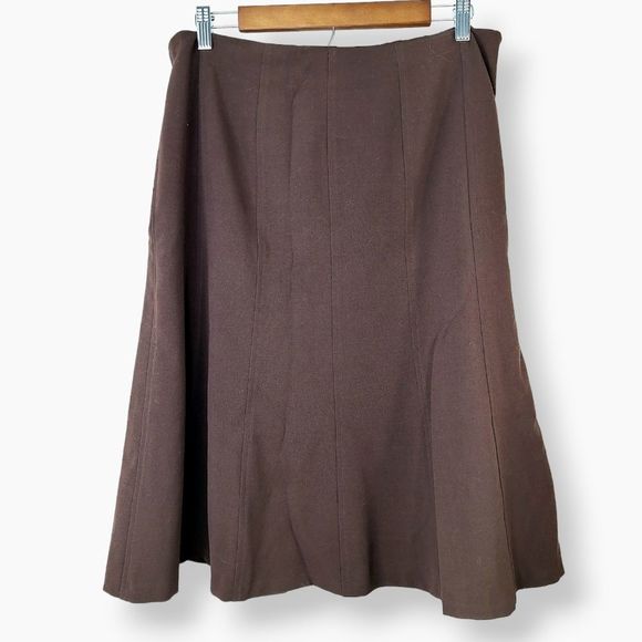Avalin Brown Flowy A-Line Midi Skirt Sz 12 - Picture 1 of 10
